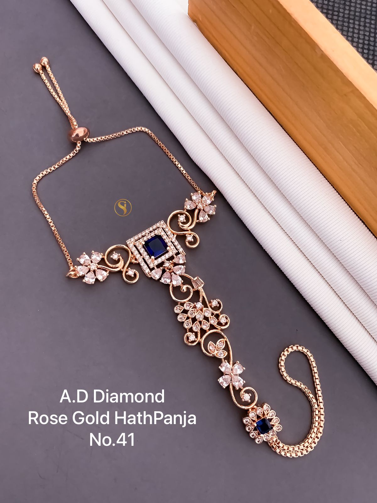 Designer Rose Gold AD Diamond Hath Panja Catalog
